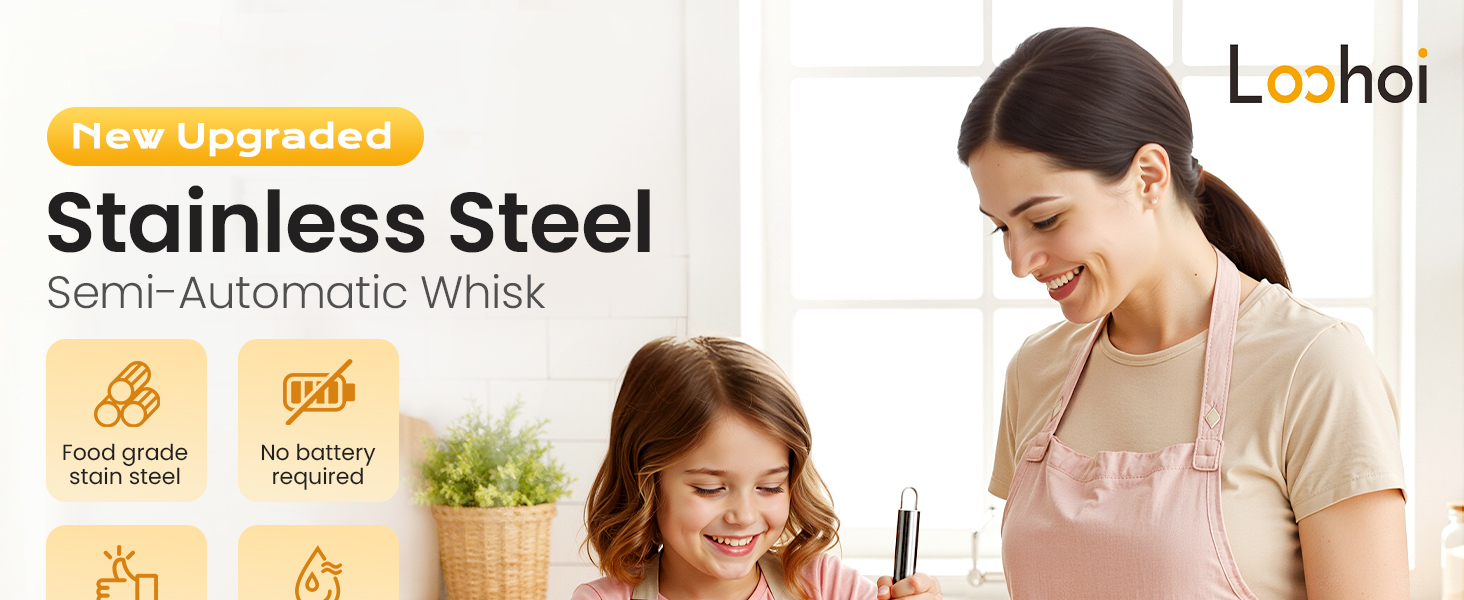 Upgraded Stainless Steel Semi-Automatic Whisk - Easy to Use Whizzy Whisk, Versatile Wisker Tool for Cooking, Kitchen Essential Egg Beater for Baking, Whisking, Beating & Stirring (10in）