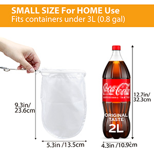 5 Pcs Premium Ultra Fine Mesh Strainer Bags with Stainless Steel Handle, Reusable Nut Milk Bags, Cheese Cloths for Straining Juice, NutMilk, Coffee, Thai Tea, Yogurt and Soup (Small)