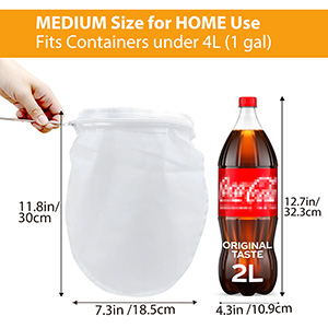 5 Pcs Premium Ultra Fine Mesh Strainer Bags with Stainless Steel Handle, Reusable Nut Milk Bags, Cheese Cloths for Straining Juice, NutMilk, Coffee, Thai Tea, Yogurt and Soup (Small)