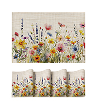 Artoid Mode Birds Flower Butterfly Placemats Set of 4, 12x18 Inch Plastic Woven Wipeable Non-Slip PVC Place Mats for Party Kitchen Dining Decor