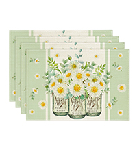 Artoid Mode Black Poppy Moth Moon Placemats Set of 4, 12x18 Inch Floral Spring Table Mats for Outdoor Home Party Kitchen Dining Decor