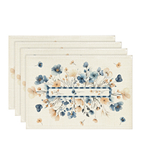 Artoid Mode Black Poppy Moth Moon Placemats Set of 4, 12x18 Inch Floral Spring Table Mats for Outdoor Home Party Kitchen Dining Decor