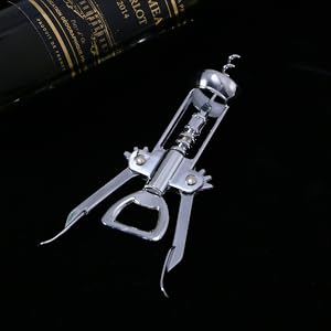 Silver Plated Winged Wine Bottle Corkscrew Opener Easy to Use Design for Home Kitchen Bar Convenient Wine Bottle Opener Long