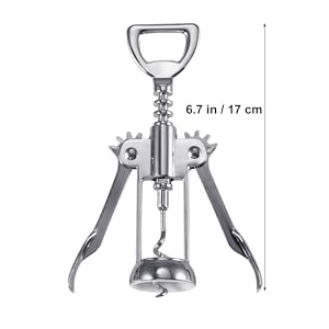 Silver Plated Winged Wine Bottle Corkscrew Opener Easy to Use Design for Home Kitchen Bar Convenient Wine Bottle Opener Long