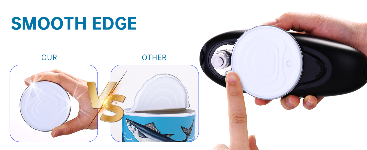 CIRCLE JOY Electric Can Opener, One-Touch Automatic Can Opening with Smooth Edges, Food Safety Handheld Battery-Operated Can Opener for Kitchen and Seniors, Black