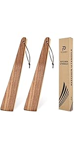 Wooden Pasta Spaghetti Spoon with Teeth, Teak Slotted Pasta Spaghetti Strainer Spoon for Cooking Serving Collecting, Wooden Pasta Fork Server Utensil with Claws, Wood Noodle Strainer,12.8″, Brown