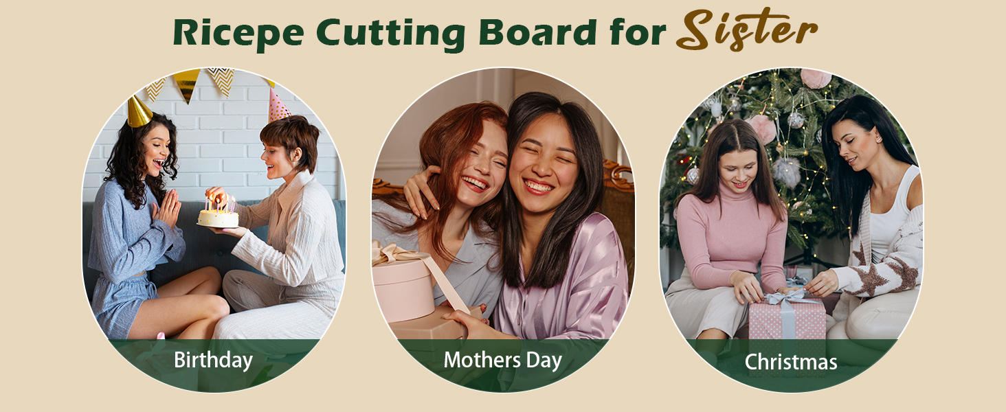 Gifts for Sister, Sister's Birthday Gifts from Sister, Recipe for A Special Cutting Board, Christmas Mothers Day Valentines Day Present for Sisters
