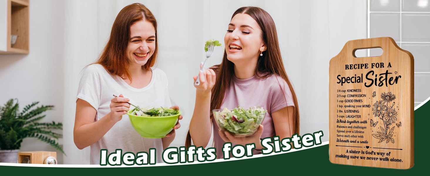 Gifts for Sister, Sister's Birthday Gifts from Sister, Recipe for A Special Cutting Board, Christmas Mothers Day Valentines Day Present for Sisters