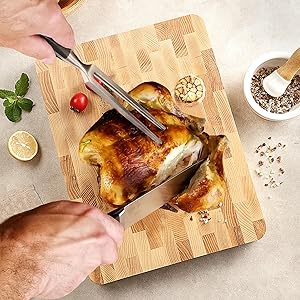 Heavy Duty Stainless Steel Carving Fork 11.6 Inch BBQ Meat Fork & Serving Fork for Cooking Roasting Meat Shredding (POM Handle)