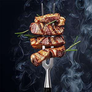 Heavy Duty Stainless Steel Carving Fork 11.6 Inch BBQ Meat Fork & Serving Fork for Cooking Roasting Meat Shredding (POM Handle)