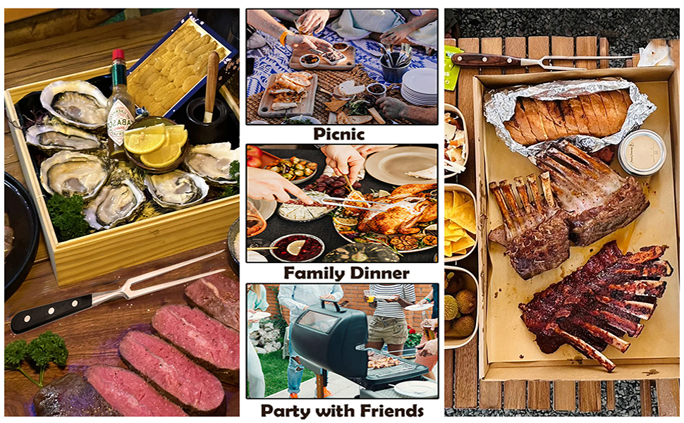 Heavy Duty Stainless Steel Carving Fork 11.6 Inch BBQ Meat Fork & Serving Fork for Cooking Roasting Meat Shredding (POM Handle)