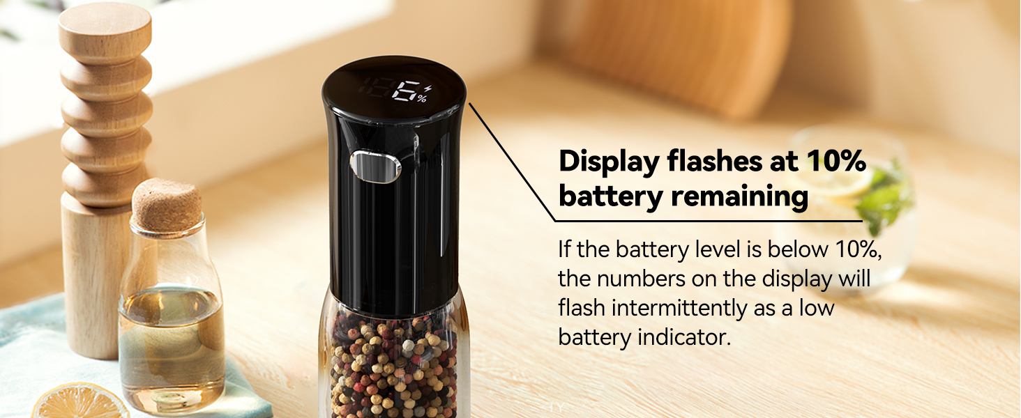 TOMEEM Electric Salt and Pepper Grinder Set – Rechargeable with LED Power Indicator, 5-Level Adjustable Grinding, LED Light, 4.5oz Large Capacity Salt and Pepper Shakers with Storage Base