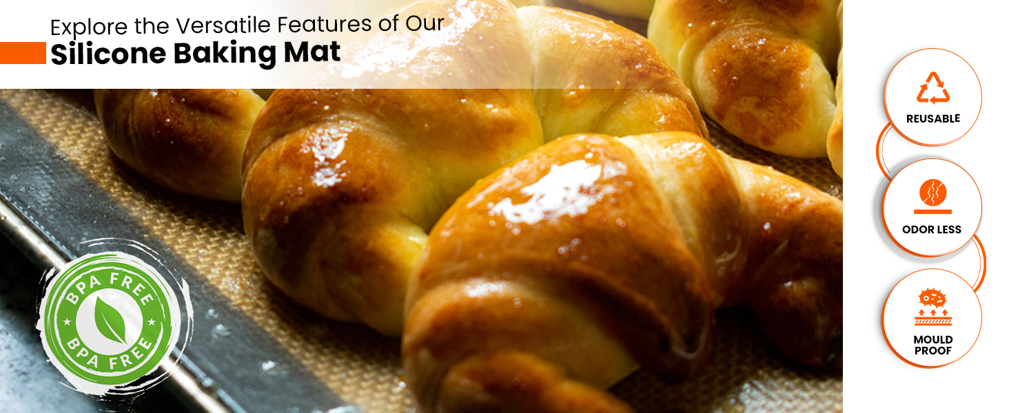 Silicone Baking Mats Half Sheet Non Stick for Oven Reusable 4 Pack - Thick Heavy Duty Silicone Baking Mat Cookie Sheet 1/2 Size for Macaron & Pastry - Half Size Rectangular Cooking Oven Liner Pad