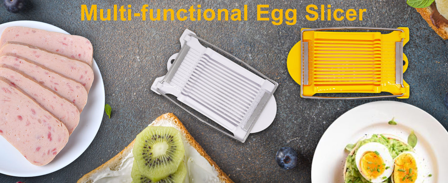 Egg Slicer for Hard Boiled Eggs, Food Slicer with 14 Stainless Steel Wires, Heavy Duty Hard Boiled Egg Cutter, Spam Slicer for Soft Fruit Strawberry Luncheon Meat Home Use (1Pcs, White)