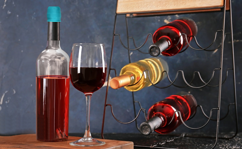 6 Pack Silicone Wine Stopper, Wine Stoppers for Wine Bottles, Wine Seal Stopper Can Be Reused to Keep Wine Fresh, by Brusoon (Multicolor)