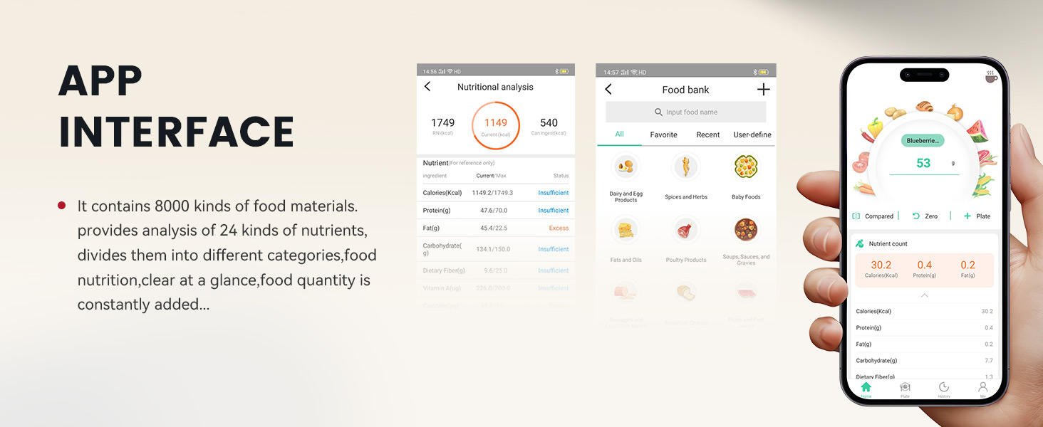 EILISON Smart Kitchen Scale with Bluetooth App, High-Precision Digital Food Scale for Baking, Cooking & Diet, 8000 Food Database, 24 Nutrients, Touchscreen, Tare Function, 5g-8000g Capacity (Red)