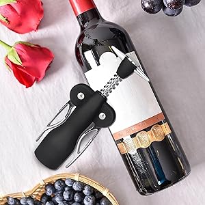 Cork Screw Wine Bottle Opener - Corkscrew Wine Opener Set, 4 Piece Stainless Steel Wine Opener Kit | Durable Wing Corkscrew, Wine Bottle Opener, Heavy-Duty Cork Remover for Home, Kitchen, Restaurants