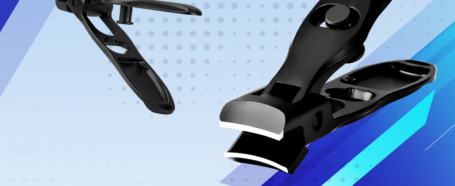 German Nail Clippers, Premium Stainless Steel Wide Jaw Anti Splash Design,Ultra Sharp Heavy Duty Clippers with Ergonomic Lever,Perfect for Men,Women, and Seniors(Black)