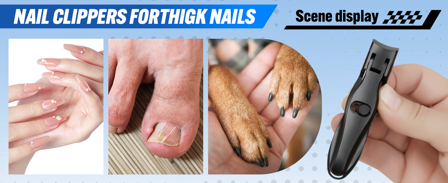 German Nail Clippers, Premium Stainless Steel Wide Jaw Anti Splash Design,Ultra Sharp Heavy Duty Clippers with Ergonomic Lever,Perfect for Men,Women, and Seniors(Black)