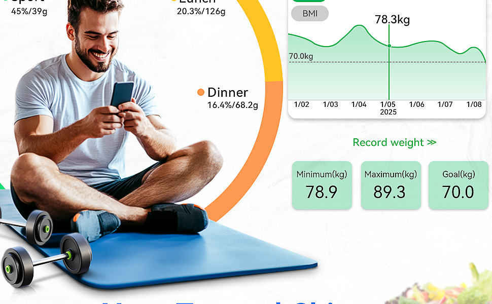 Smart Food Kitchen Scale with Nutritional Calculator, Free App with 19 Nutrients Tracking, Calorie, Marco, Digital Weight Grams and Ounces for Weight Loss, Premium Stainless Steel, 22lb