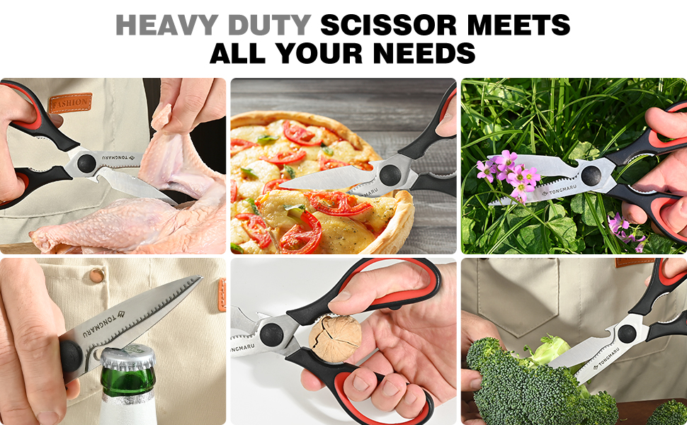 Kitchen Cooking Shears Heavy Duty Kitchen Scissor with, Detachable, All Purpose Scissors, Dishwasher Safe Scissors, Serrated Blades, Nutcracker and Bottle Opener function included (1 Pack)