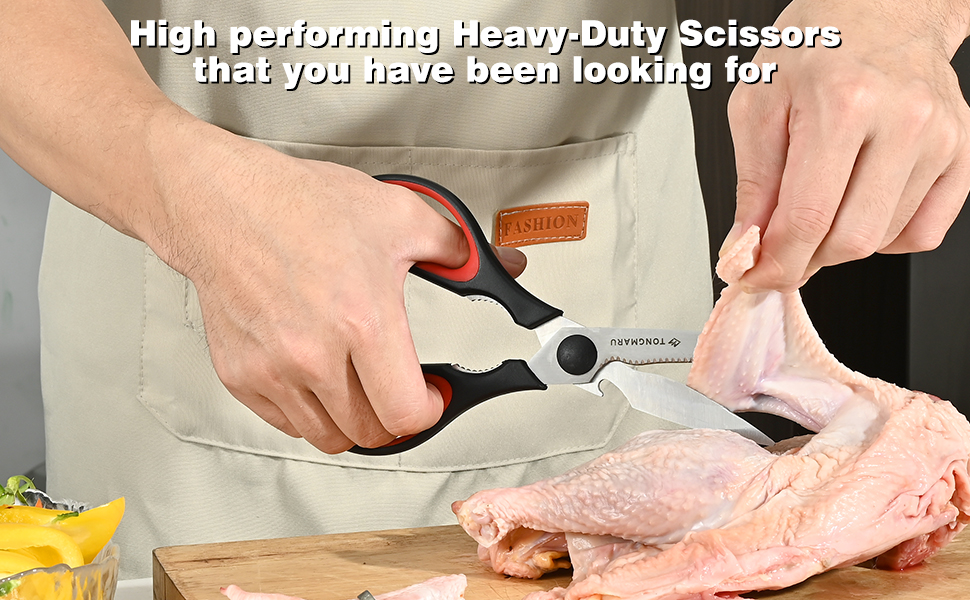 Kitchen Cooking Shears Heavy Duty Kitchen Scissor with, Detachable, All Purpose Scissors, Dishwasher Safe Scissors, Serrated Blades, Nutcracker and Bottle Opener function included (1 Pack)