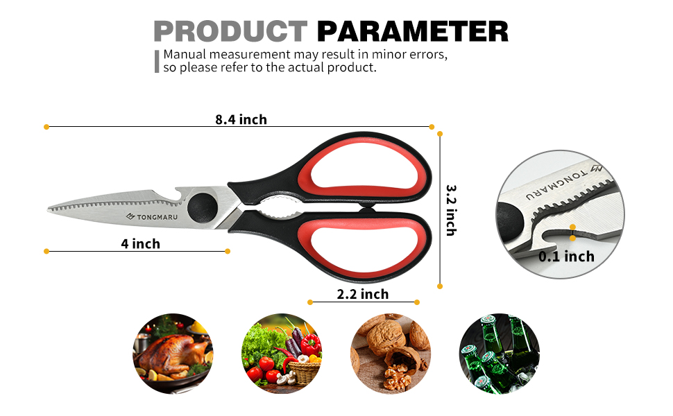 Kitchen Cooking Shears Heavy Duty Kitchen Scissor with, Detachable, All Purpose Scissors, Dishwasher Safe Scissors, Serrated Blades, Nutcracker and Bottle Opener function included (1 Pack)