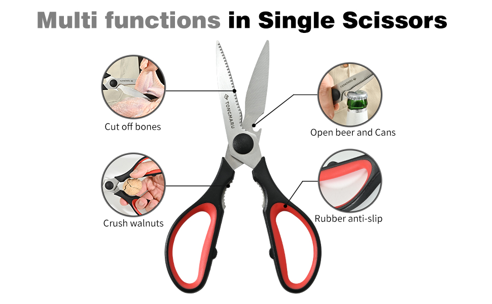 Kitchen Cooking Shears Heavy Duty Kitchen Scissor with, Detachable, All Purpose Scissors, Dishwasher Safe Scissors, Serrated Blades, Nutcracker and Bottle Opener function included (1 Pack)