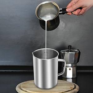 Kichwit Large Stainless Steel Measuring Cup, Liquid Metal Measuring Cup with Handle, 34oz / 1000ml / 4 Cups
