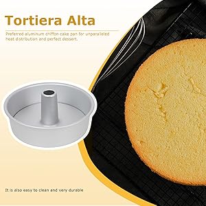 6 inch Angel Food Cake Pan with Removable Loose Bottom, Chiffon Cake Baking Pan, Nonstick Baking Cake Pans, Aluminium Alloy Baking Cake Mould, Chiffon Cake Tube Pan for Oven instant pots Baking