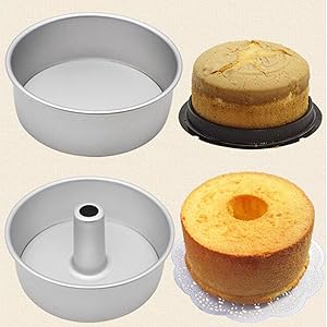 6 inch Angel Food Cake Pan with Removable Loose Bottom, Chiffon Cake Baking Pan, Nonstick Baking Cake Pans, Aluminium Alloy Baking Cake Mould, Chiffon Cake Tube Pan for Oven instant pots Baking