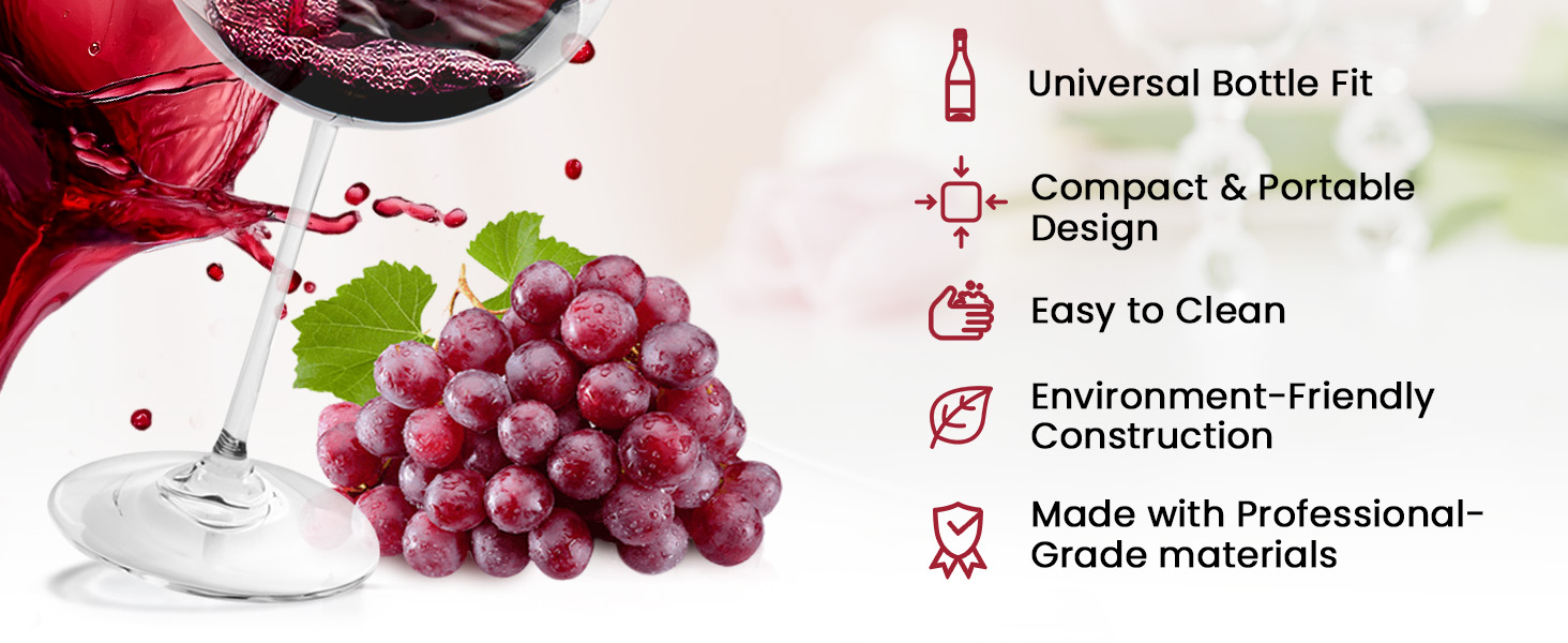 The Easy Pour Wine Aerator Spout by Pronto Bella, Professional Wine Aerator Attaches to Bottle for Improved Flavor, Enhanced Bouquet, Rich Finish No-Drip Design, Valentines day Gift for Women/Friends