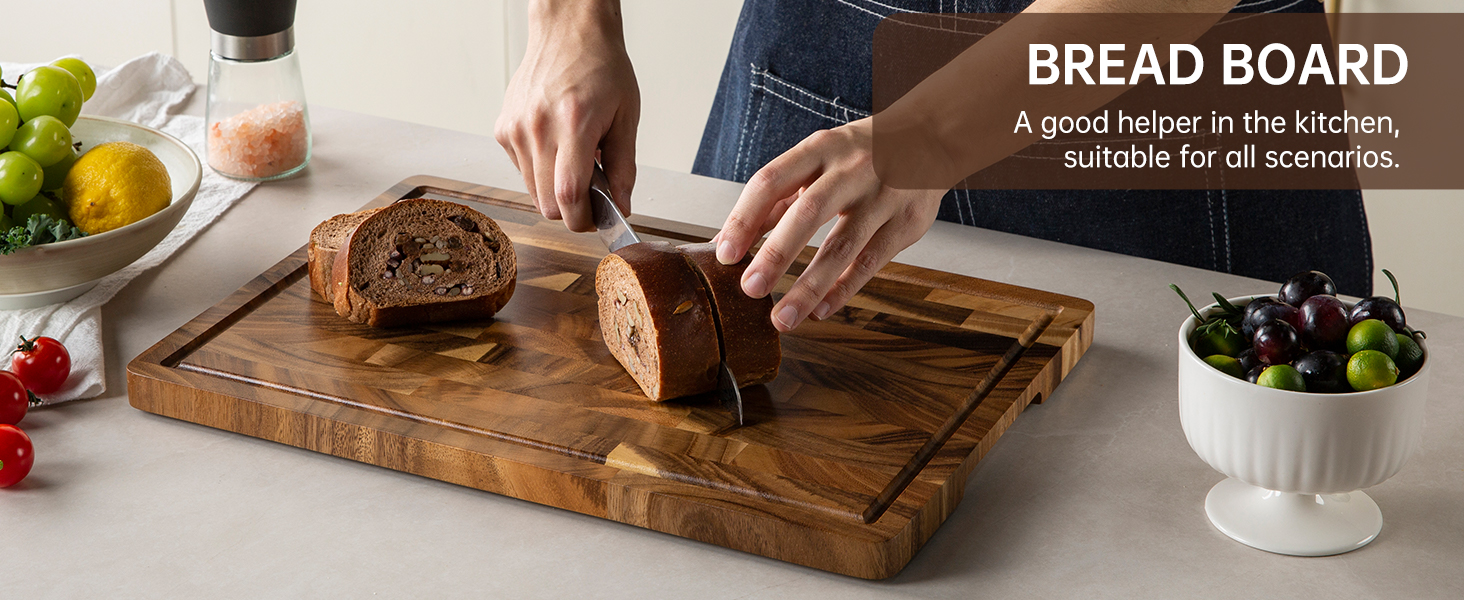 Walnut Wood Cutting Board for Kitchen, End Grain Chopping Board with Juice Groove, Heavy Duty Checkered Board for Cheese and Vegetables, Non-slip Feet 16.5" x 11.6" x 0.8"