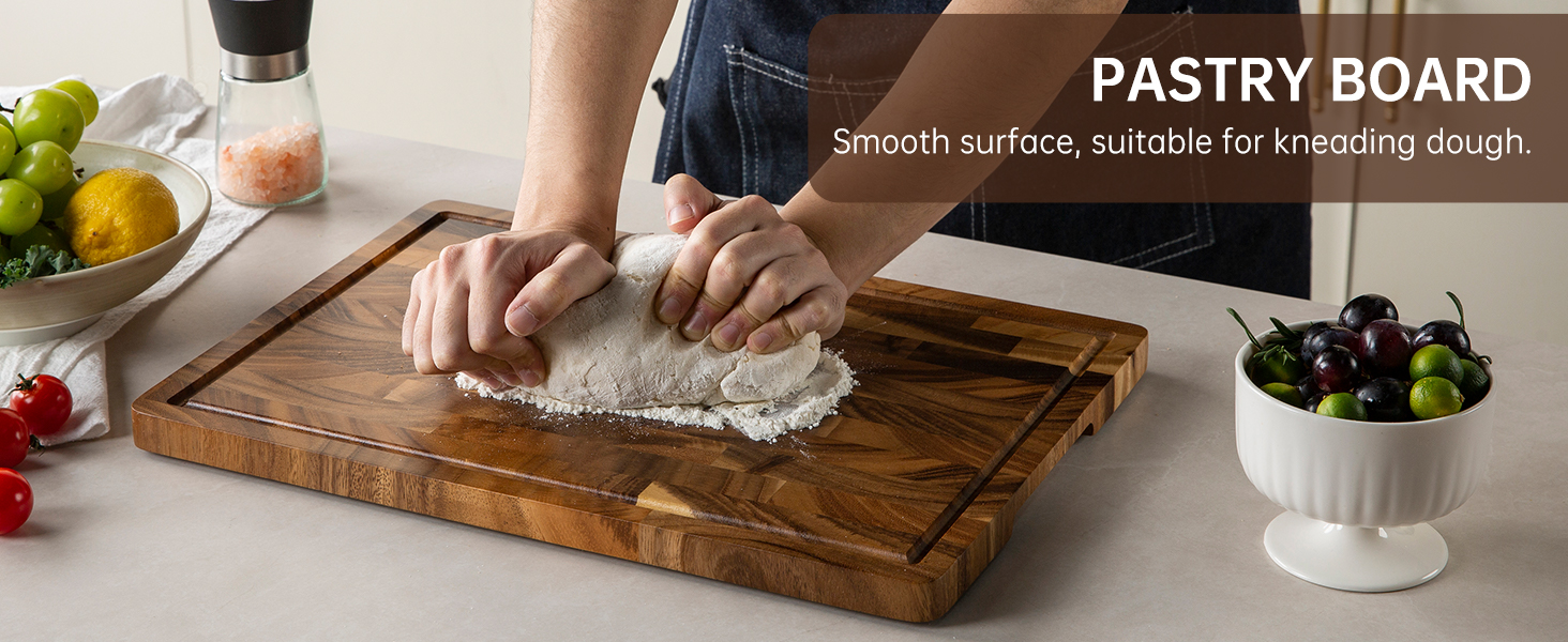 Walnut Wood Cutting Board for Kitchen, End Grain Chopping Board with Juice Groove, Heavy Duty Checkered Board for Cheese and Vegetables, Non-slip Feet 16.5" x 11.6" x 0.8"