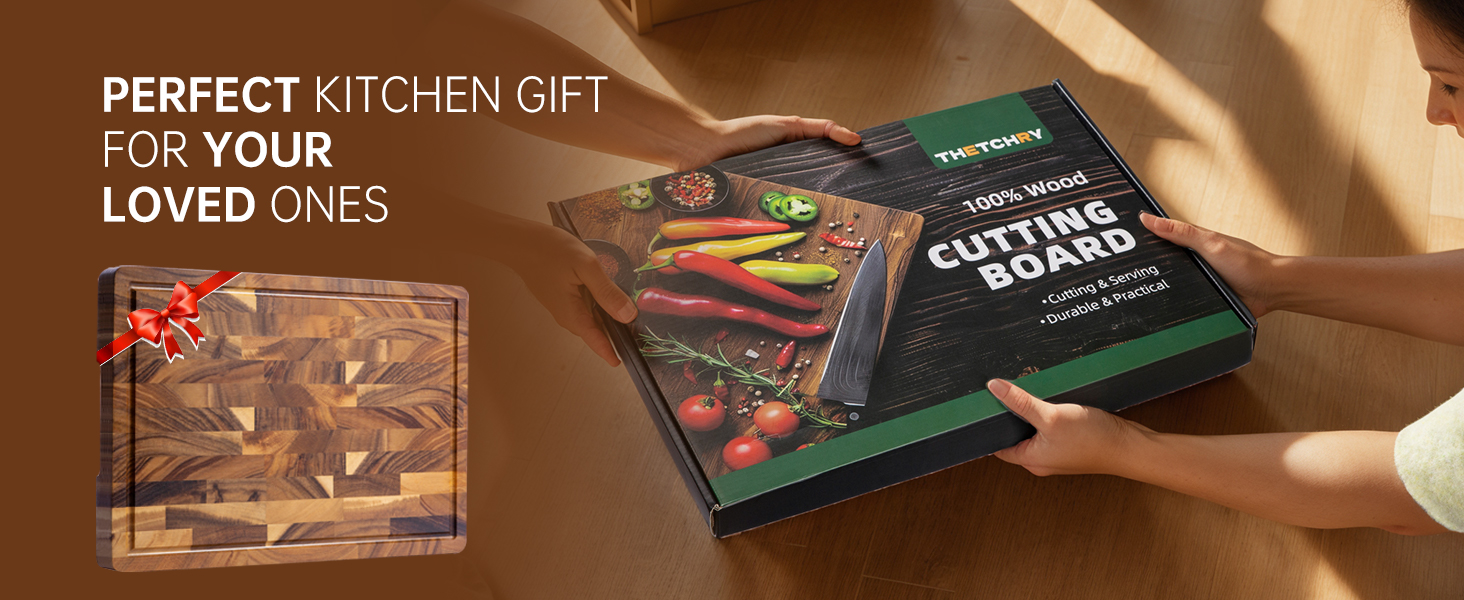 Walnut Wood Cutting Board for Kitchen, End Grain Chopping Board with Juice Groove, Heavy Duty Checkered Board for Cheese and Vegetables, Non-slip Feet 16.5" x 11.6" x 0.8"