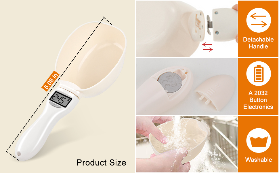 Digital Measuring Spoon, Weighing Food Measuring Scoop Scale, LCD Electronic Food Scale for Kitchen Gadget, Baking Cooking Coffee, Pet Dog Cat Food, High Precision Grams Measuring Cup, Easter Gifts