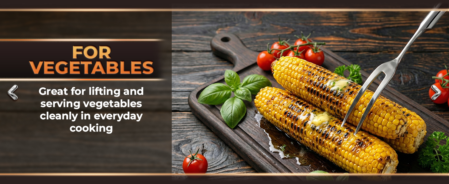 2 Pcs Carving Fork for Meat – 12 Inch Stainless Steel Meat Forks for Kitchen, Heat-Resistant Non-Slip Handles – Two-Prong Straight & Curved BBQ Fork for Slicing, Grilling & Serving