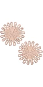 Trivets for Hot Dishes 7.2 Inch Cotton Trivets for Hot Pots and Pans, Heat Resistant Hot Pads for Kichen Unique Petal-Shaped Table Decorations,Set of 2(Off-White)