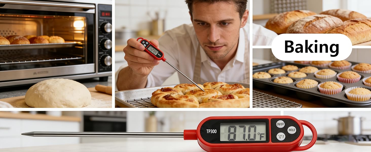 1/3pcs Candy Thermometer Digital Instant Read for Meat Kitchen Cooking Food Oil Deep Fry BBQ Grill Smoker (1, 9.4in)