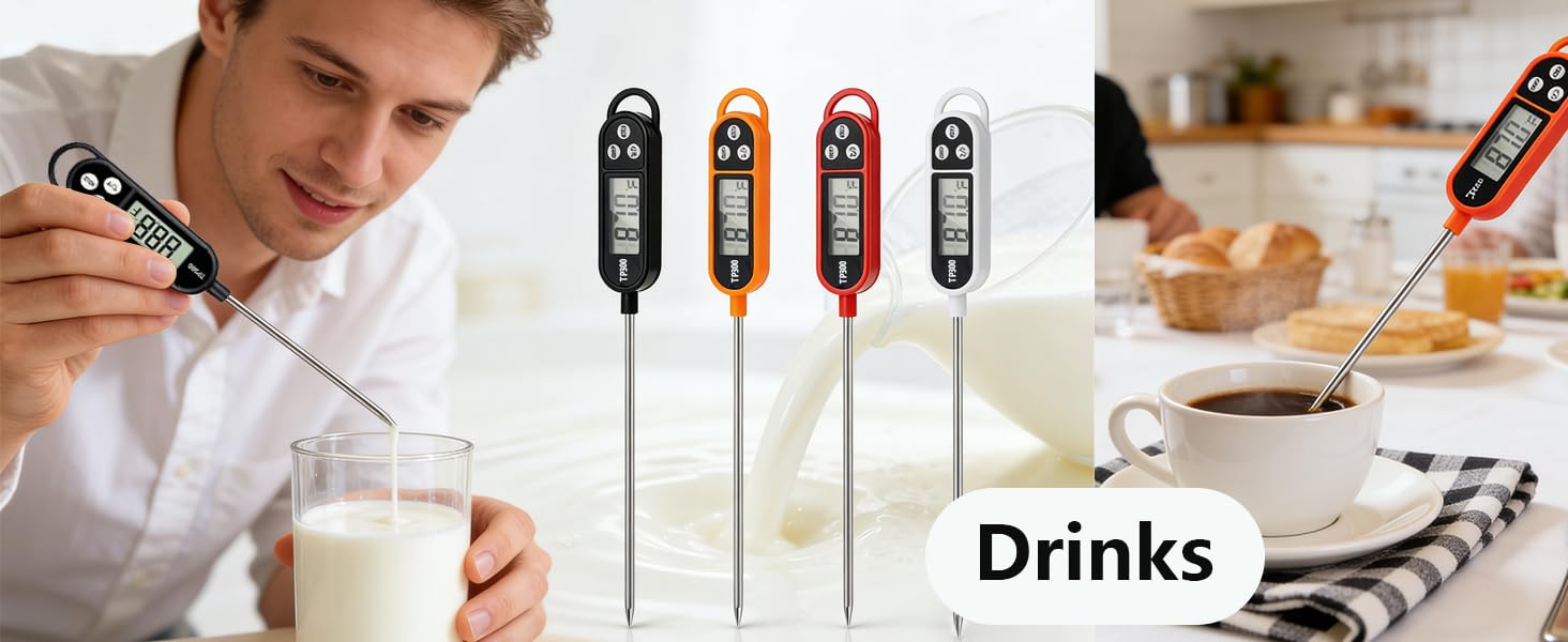 1/3pcs Candy Thermometer Digital Instant Read for Meat Kitchen Cooking Food Oil Deep Fry BBQ Grill Smoker (1, 9.4in)