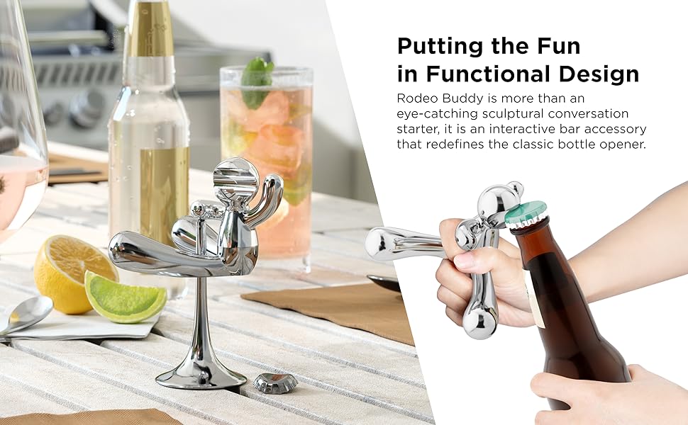 Umbra Rodeo Buddy Bottle Opener with Stand, Chrome