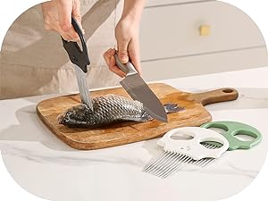 Stainless Steel Onion Cutter & Egg Slicer – Multi-Function Vegetable Cutter and Herb Stripper for Avocados, Tomatoes, and Potatoes (Obsidian)