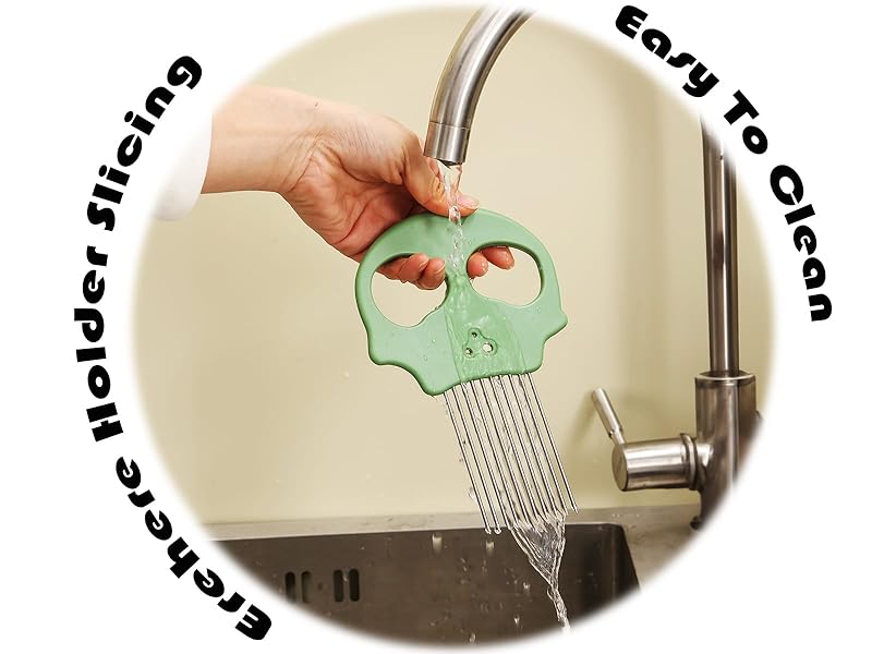 Stainless Steel Onion Cutter & Egg Slicer – Multi-Function Vegetable Cutter and Herb Stripper for Avocados, Tomatoes, and Potatoes (Obsidian)