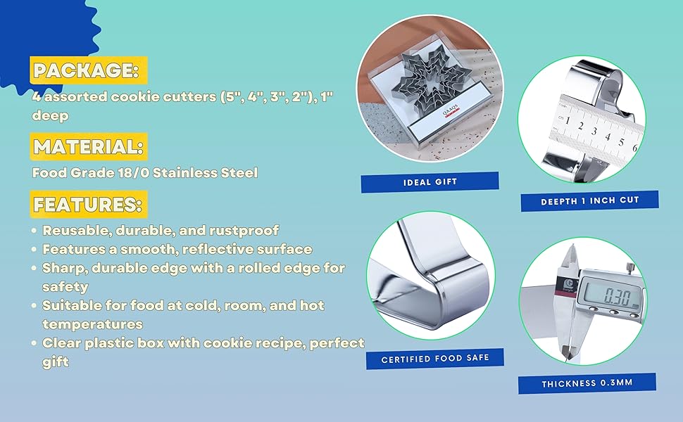 Crescent Moon Cookie Cutter Set - 5 inch, 4 inch, 3 inch, 2 inch - 4 Piece New Moon Cookie Cutters Shapes Molds - Stainless Steel