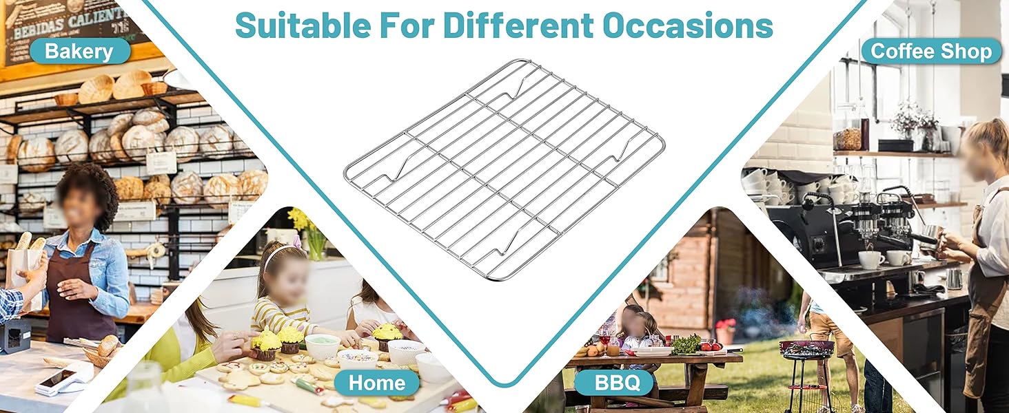 TeamFar Cooling Rack, 8.75” x 6.25” Stainless Steel Wire Baking Rack for Cooking Roasting Grilling, Fit for Oven Pan, Oven & Dishwasher Safe, Non-toxic & Heavy-Duty, 2PCS