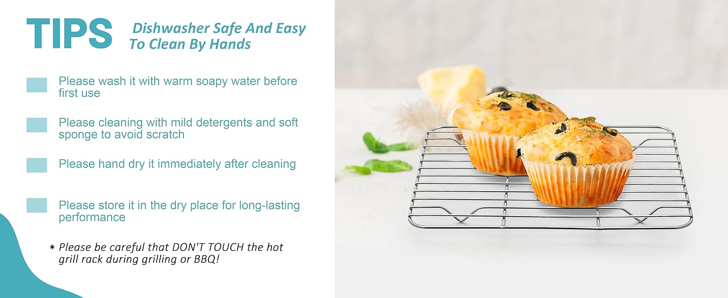 TeamFar Cooling Rack, 8.75” x 6.25” Stainless Steel Wire Baking Rack for Cooking Roasting Grilling, Fit for Oven Pan, Oven & Dishwasher Safe, Non-toxic & Heavy-Duty, 2PCS