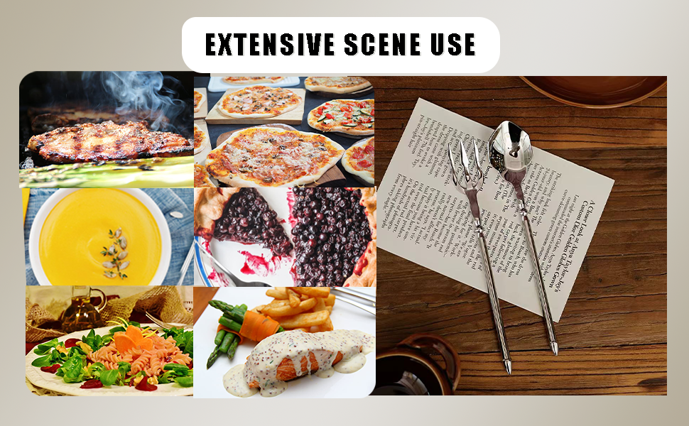 Stainless Steel Dinner Fork,Meat Cooking Gourmet Steak Round Handle Long Handle Fork Used In Kitchen Restaurant,2 Pieces,Silver.