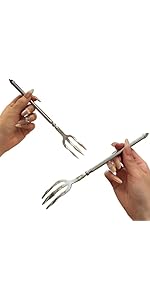 Stainless Steel Dinner Fork,Meat Cooking Gourmet Steak Round Handle Long Handle Fork Used In Kitchen Restaurant,2 Pieces,Silver.