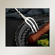 Stainless Steel Dinner Fork,Meat Cooking Gourmet Steak Round Handle Long Handle Fork Used In Kitchen Restaurant,2 Pieces,Silver.