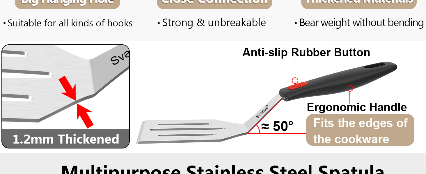 2Pcs Stainless Steel Spatula Set, Metal Turners for Kitchen Use, Metal Cooking Utensils for Cast Iron Skillet with Silicone Handle, Spatula Flipper for Frying Egg, Brownie, Cookies or Pancake